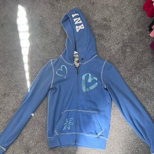 Victoria’s Secret PINK XS like new zip up hooded sweatshirt sky blue vintage